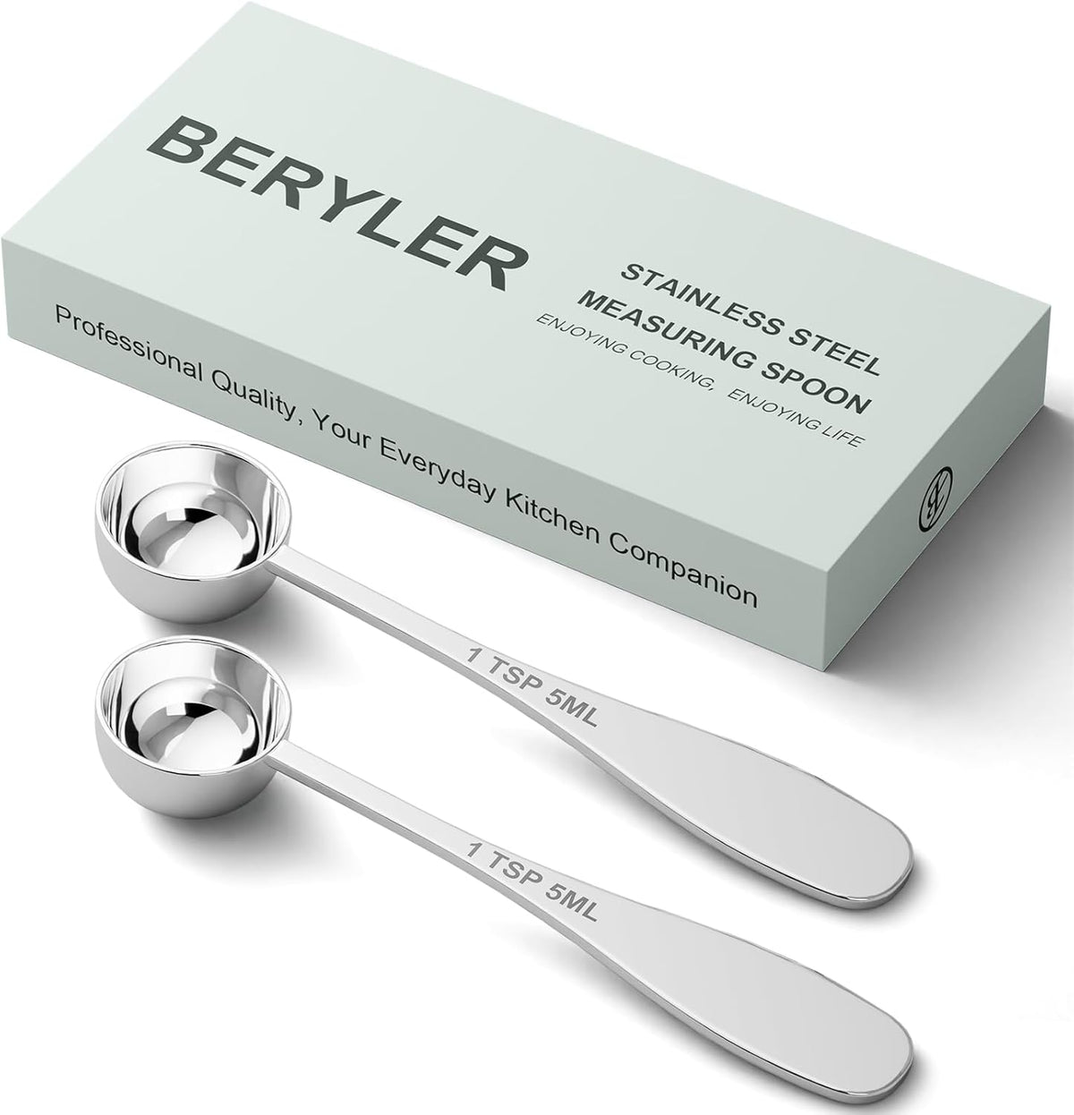 2PCS 1tsp(1/3tbsp, 5 ml) Single Measuring Spoon, Stainless Steel Individual Teaspoon, Metal Measure