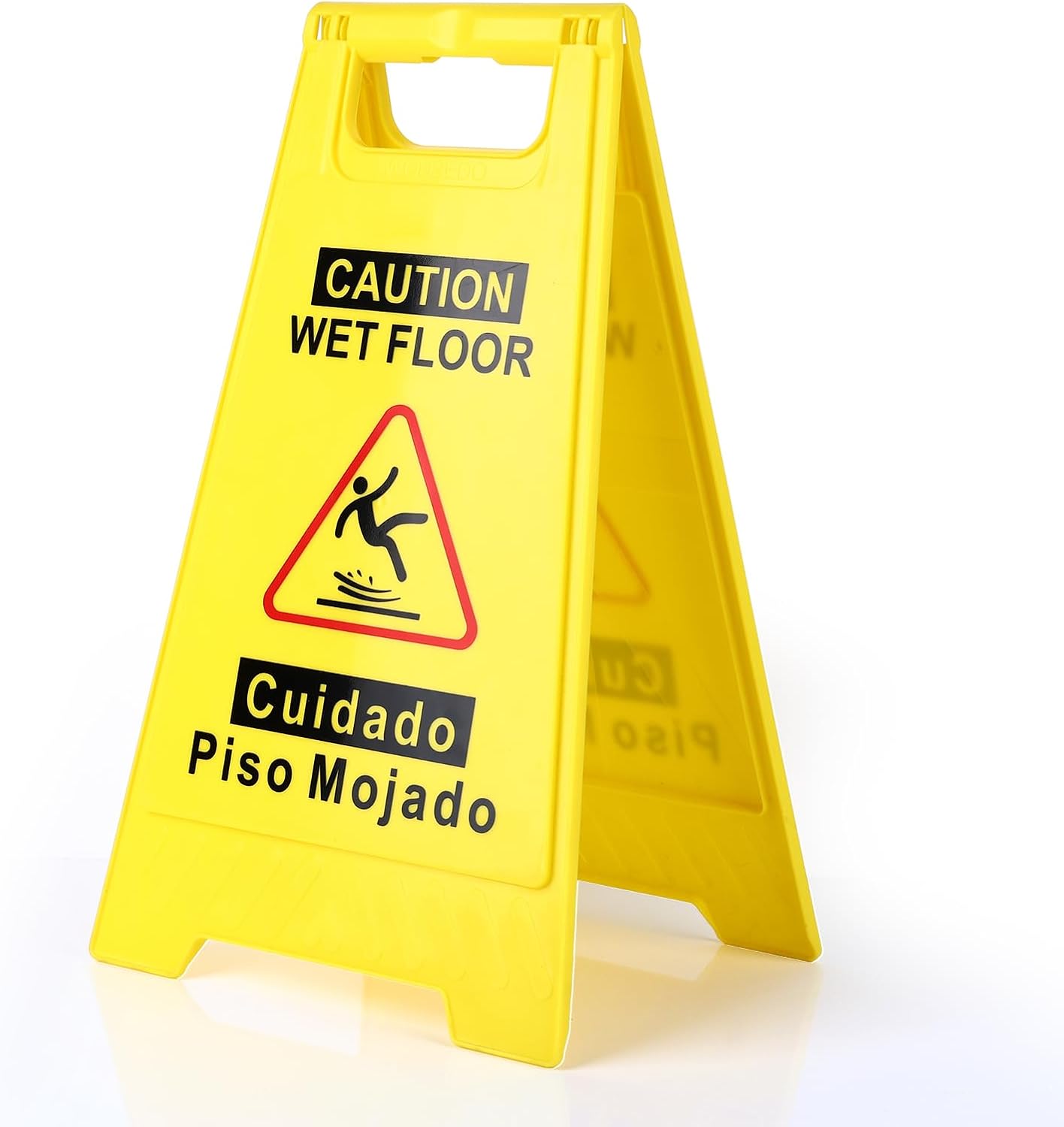 1-Pack Caution Wet Floor Sign,17.5" Height,Bright Yellow Double-Sided Folding A-Shaped Frame