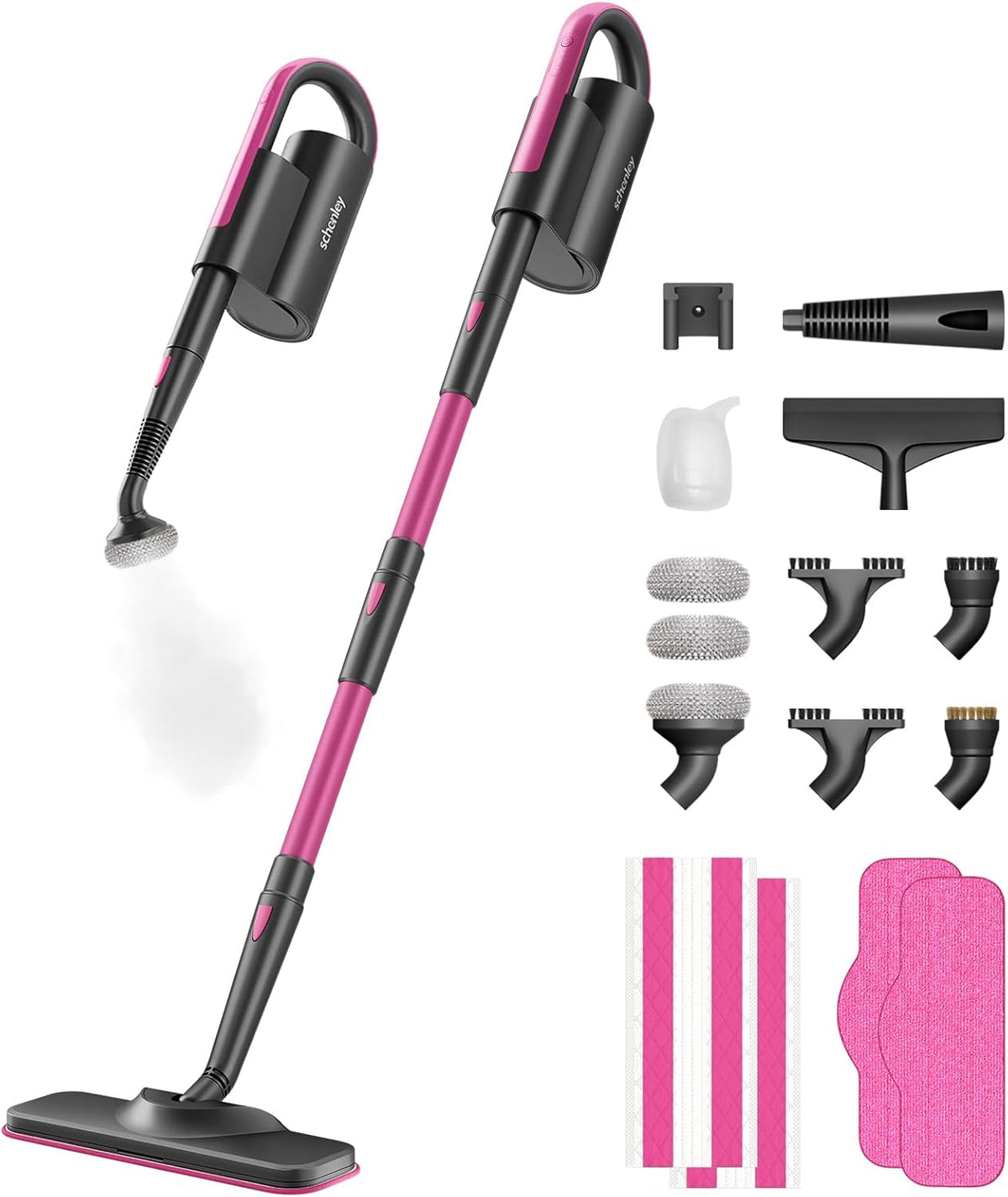 Schenley 19-in-1 Steam Mop Dual-Rod Design with Detachable Handheld Steamer for Walls, Grouts, Hard
