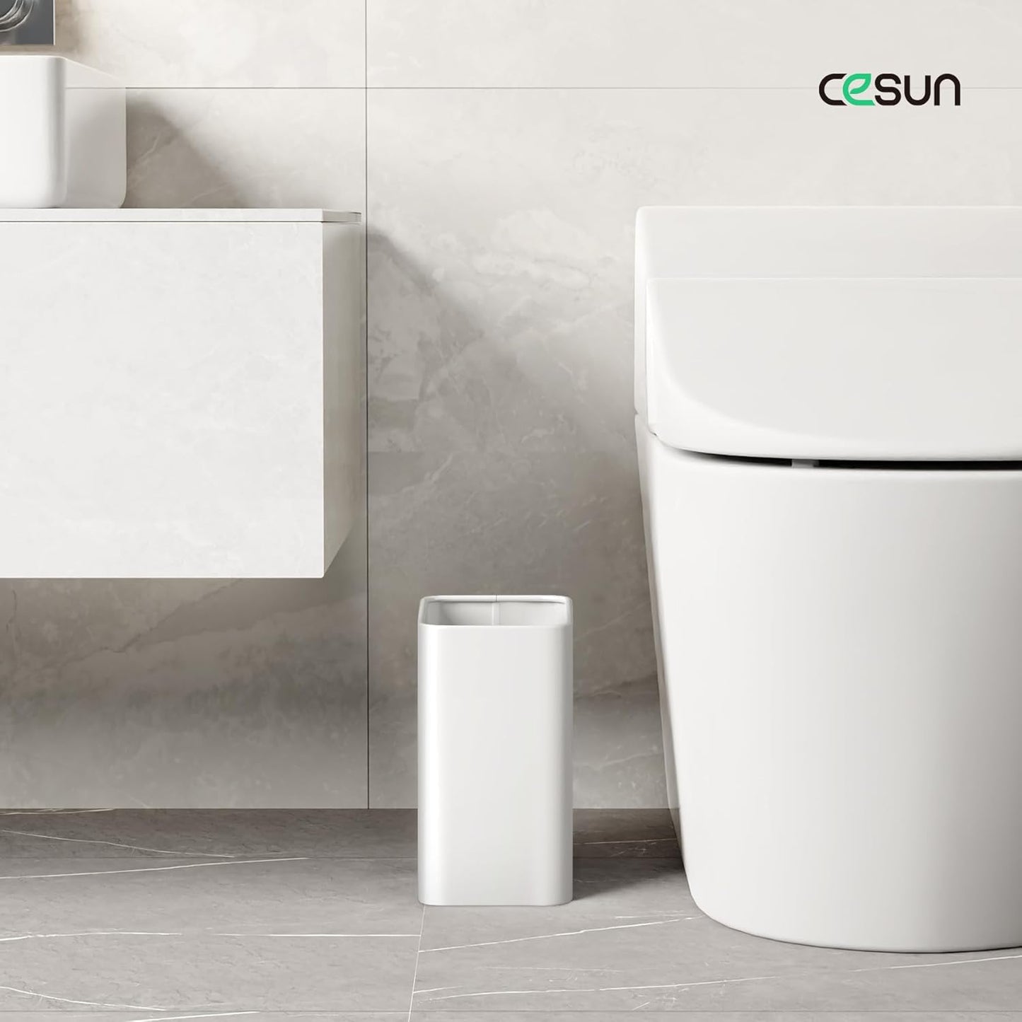 Cesun Small Bathroom Trash Can 2.1 Gallon Wastebasket, Modern Metal Garbage Can Office Waste