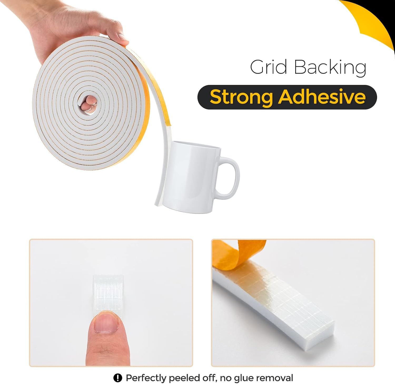 6.5 Feet Weather Stripping Door Seal, 2" Wide X 1" Thick Door Seal Strip High Density Foam Tape