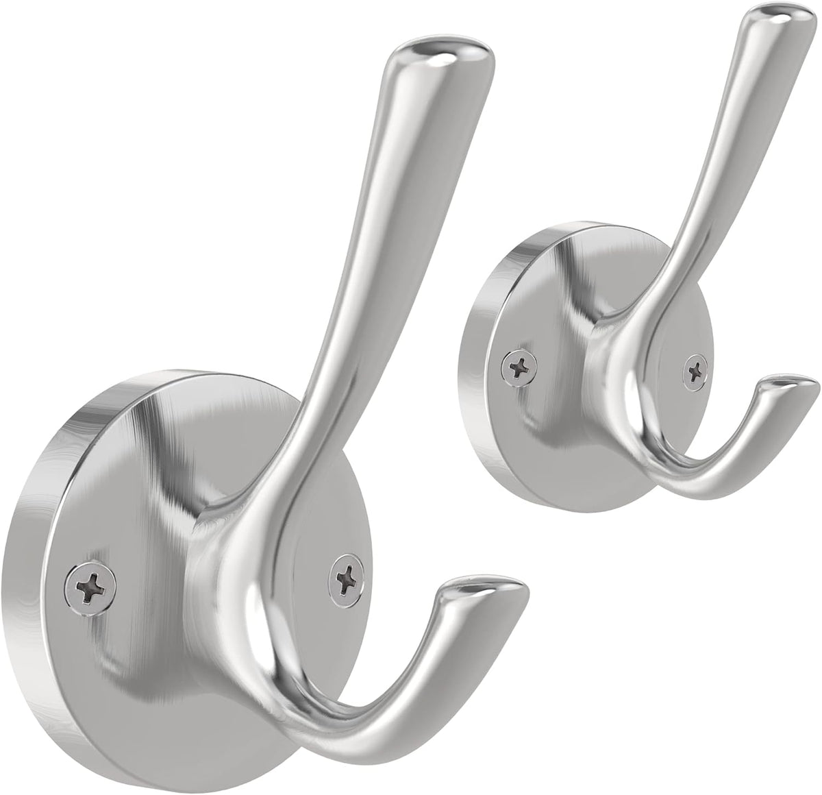 Brushed Nickel Wall Hooks Towel Hooks, 2 Pack Coat Robe Hook Heavy Duty Bathroom Double Hook Wall