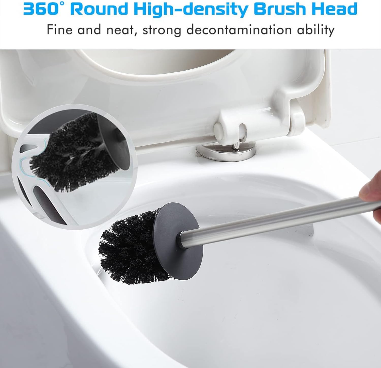 BGL Toilet Brush Holder Stainless Steel 304 Standing Brushed Nickel Square Toilet Bowl Brush for