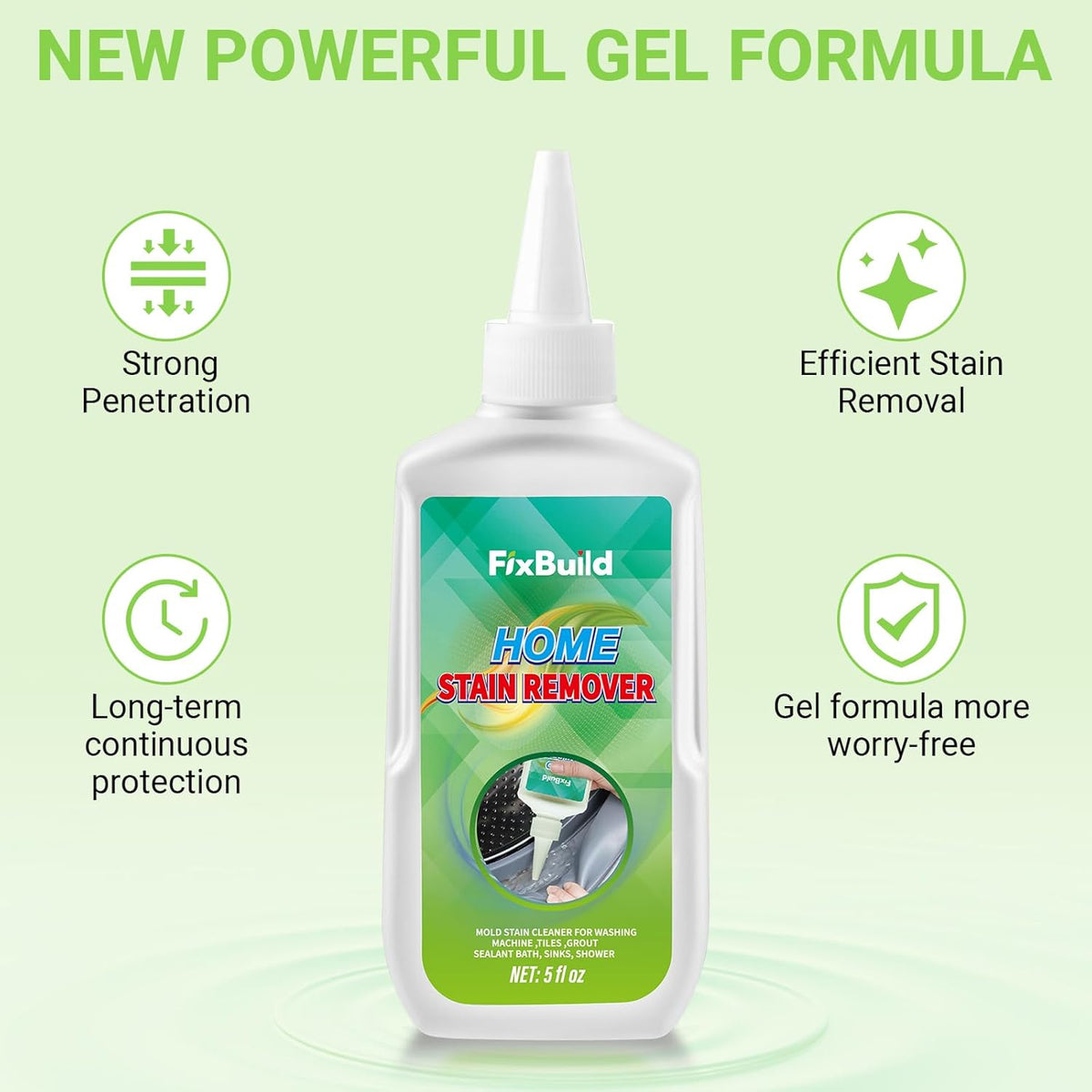 Household Removal Gel, Multi-Purpose Removal Cleaner for Refrigerator Washer Rings, Caulk, 5 FL OZ
