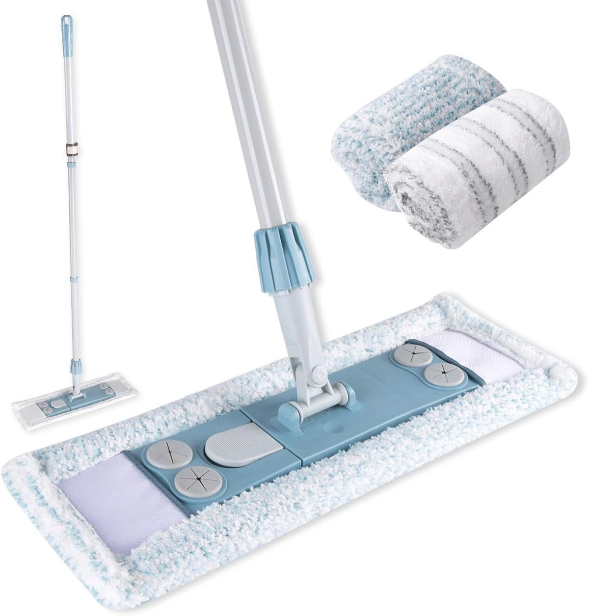 Dust Mop for Floor Cleaning,Magnetic Floor Flat Mop with 2 Washable Pads -Extendable 64‘’ Iron