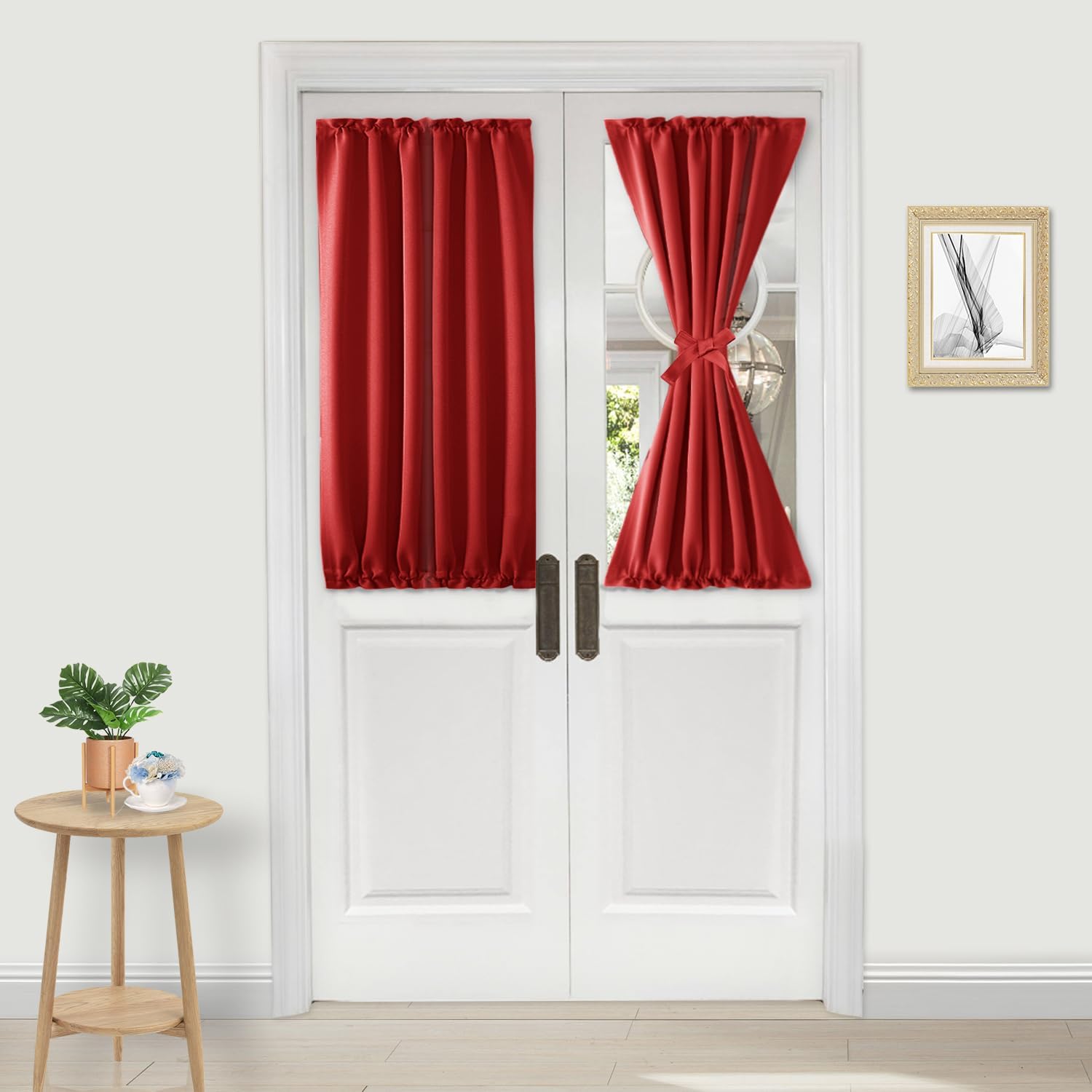 DWCN French Door Curtains – Rod Pocket Thermal Blackout Curtain for Doors with Glass Window