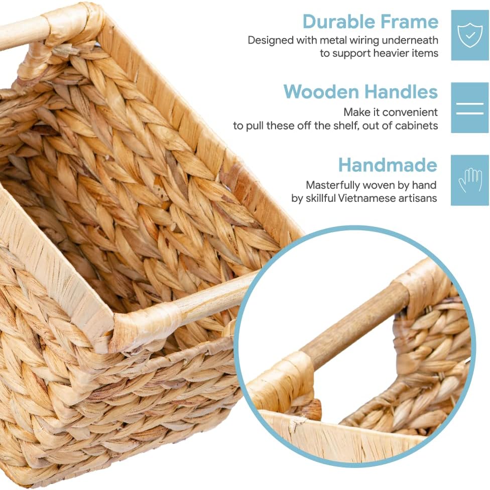 Small Wicker Baskets for Organizing Bathroom, Hyacinth Baskets for Storage, Wicker Storage Basket
