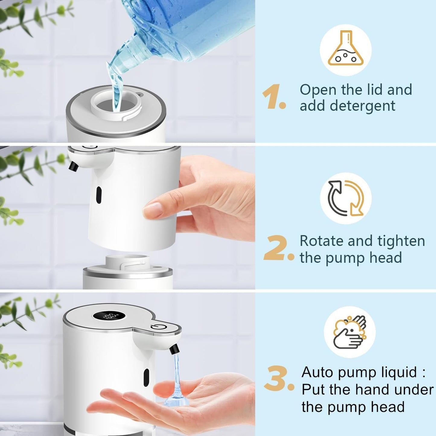 Automatic Liquid Soap Dispenser,6 Level Adjustable Liquid, Wall Mount Soap Dispenser,USB