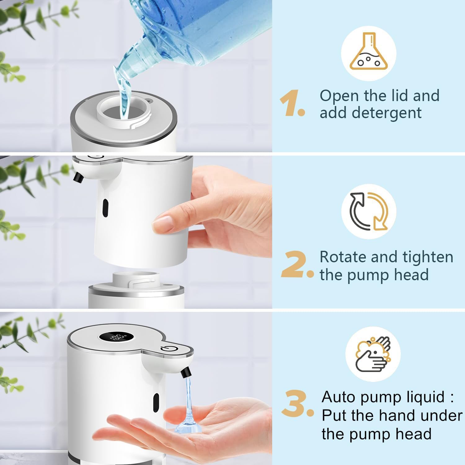 Automatic Liquid Soap Dispenser,6 Level Adjustable Liquid, Wall Mount Soap Dispenser,USB