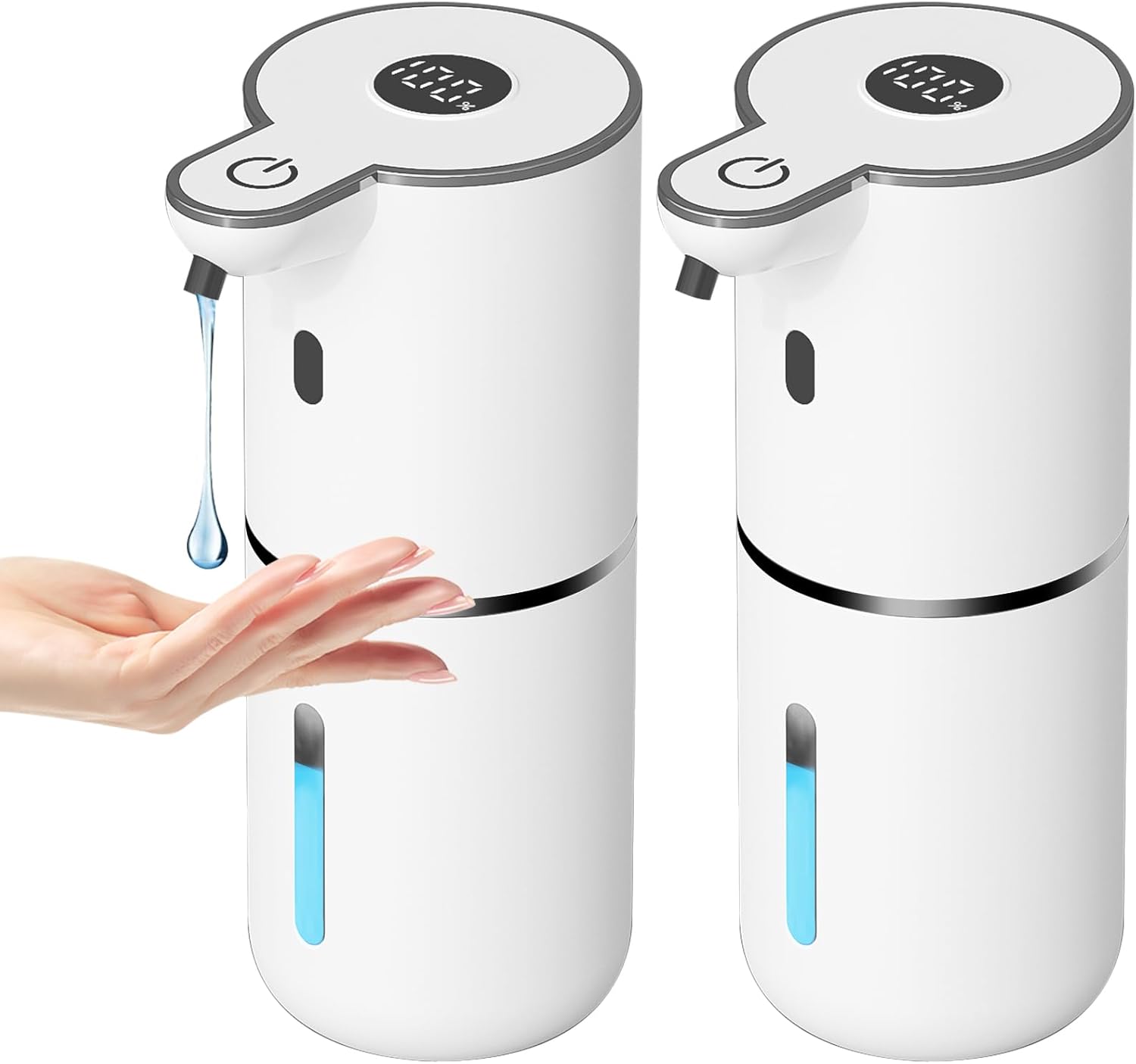 2 Pack Automatic Liquid Soap Dispenser Touchless, USB Rechargeable Smart Hand Soap Dispenser