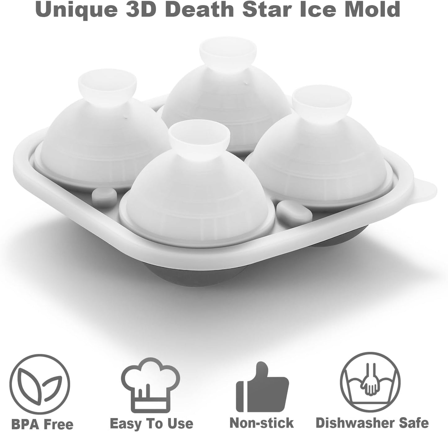 Nax Caki 3D Sphere Ice Cube Molds, Large Silicone Fun Shapes Gifts for Men Women, Whiskey Ice Cube