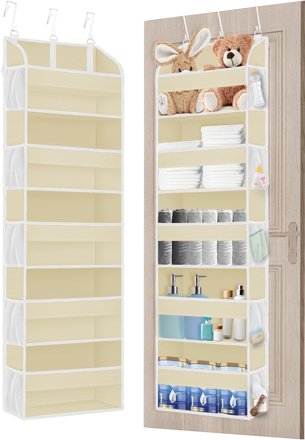 1 Pack Over The Door Storage Organizer with 5 Pockets 10 Mesh Pockets, 44 lbs Weight Capacity Door