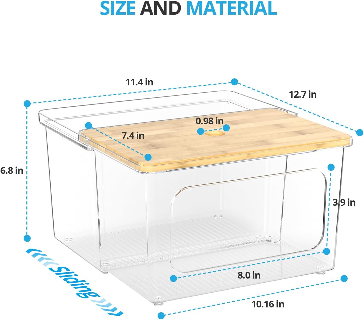 Trash Bag Dispenser Roll Holder - Clear Garbage Bag Holder Dispenser with Bamboo Lid and Sliding