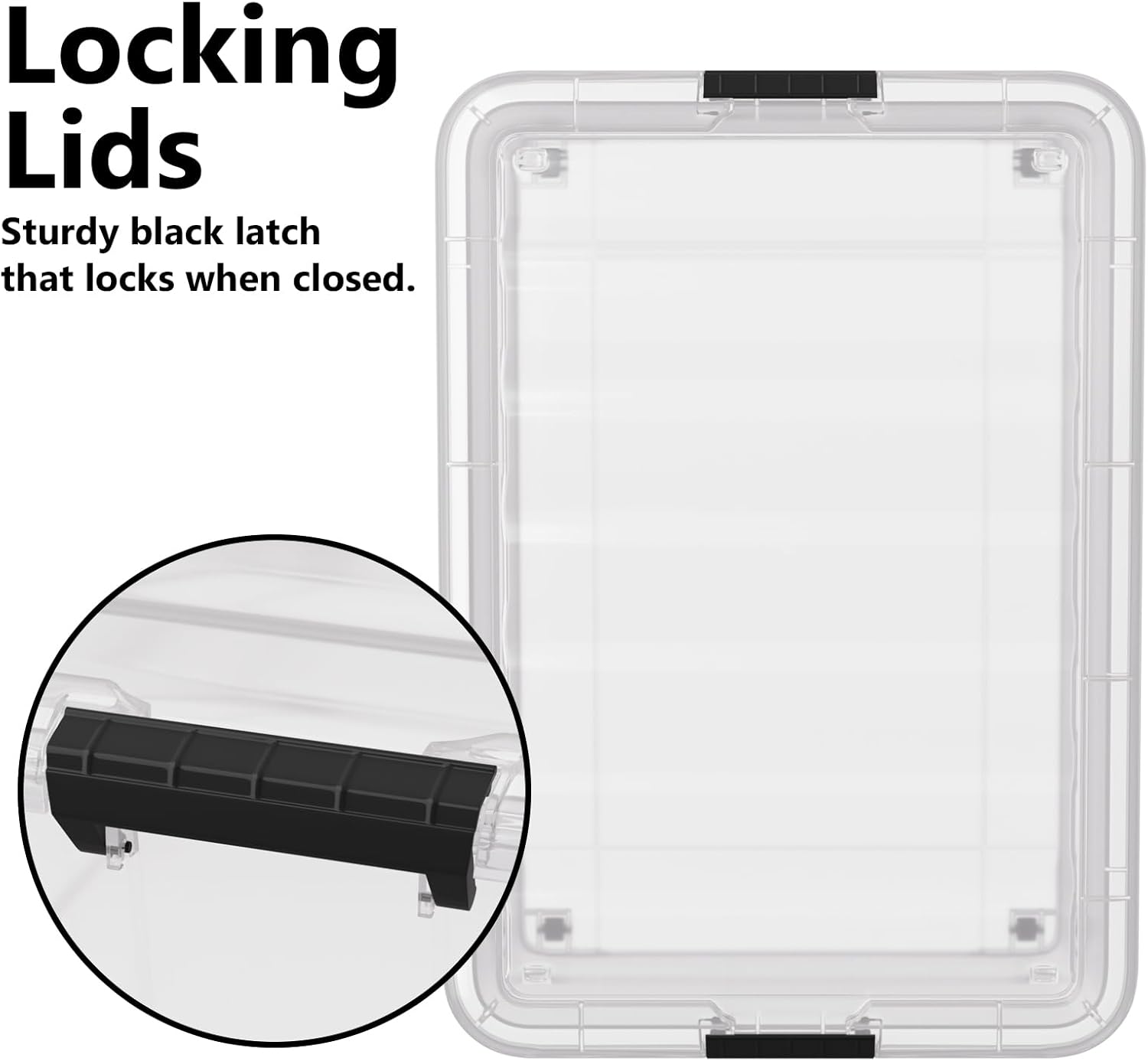 50 Quart Multipurpose Under Bed Storage Container Bins with Secure Latch Lid & Wheels, Underbed