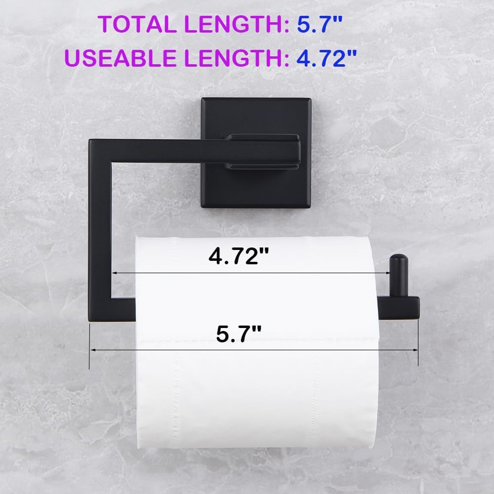 Matte Black Toilet Paper Holder SUS 304 Stainless Steel Wall Mounted Toilet Tissue Roll Holder for