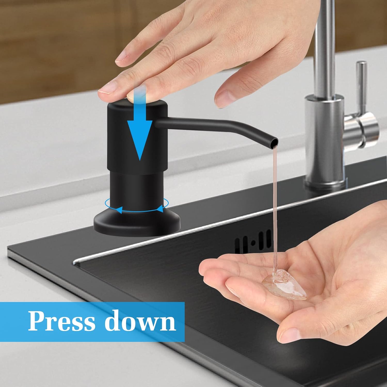 Soap Dispenser for Kitchen Sink and Extension Tube Kit, Stainless Steel Countertop SoapDispenser