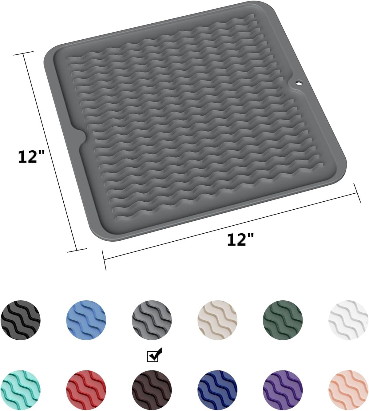 ZLR Silicone Dish Drying Mat for Kitchen Counter, Eco-Friendly Fast Dry Dish Mat, Easy Clean Multi