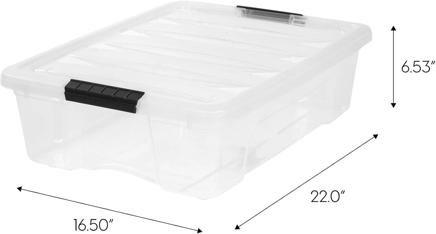 IRIS USA 27 Qt Stackable Plastic Storage Bins with Lids, 2 Pack - BPA-Free, Made in USA - Discreet