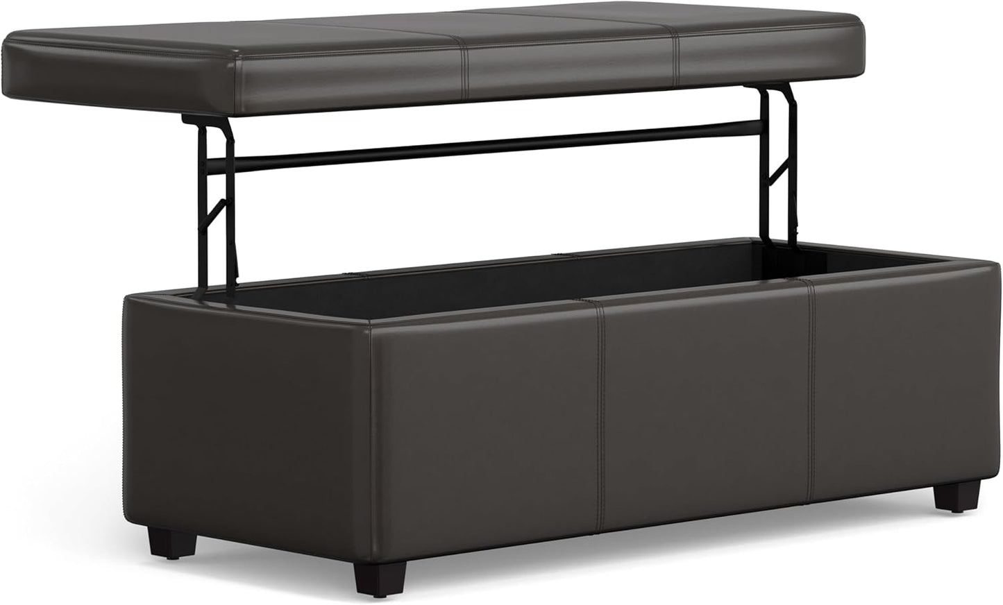 SIMPLIHOME Avalon 44 inch Wide Contemporary Rectangle Lift Top Rectangular Storage Ottoman in
