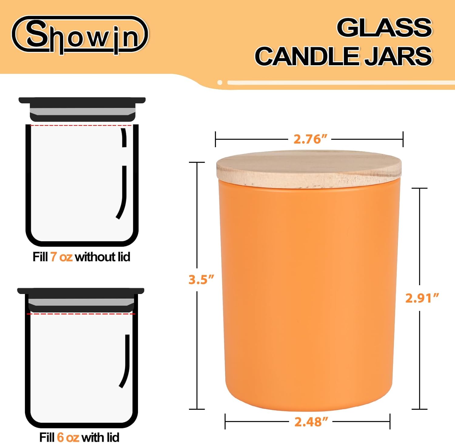 SHOWIN Thick Candle Jars for Making Candles 12 Pcs, 7 OZ Empty Jars with Wood Lids for Candle