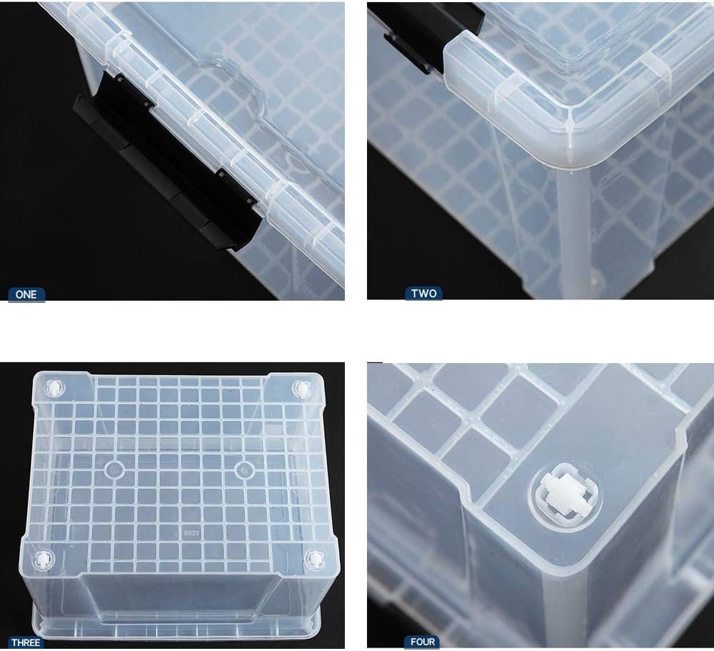 Ggbin 34 Quart Clear Lidded Storage Container Tote, Plastic Storage Box Bin with Black Latch, 4