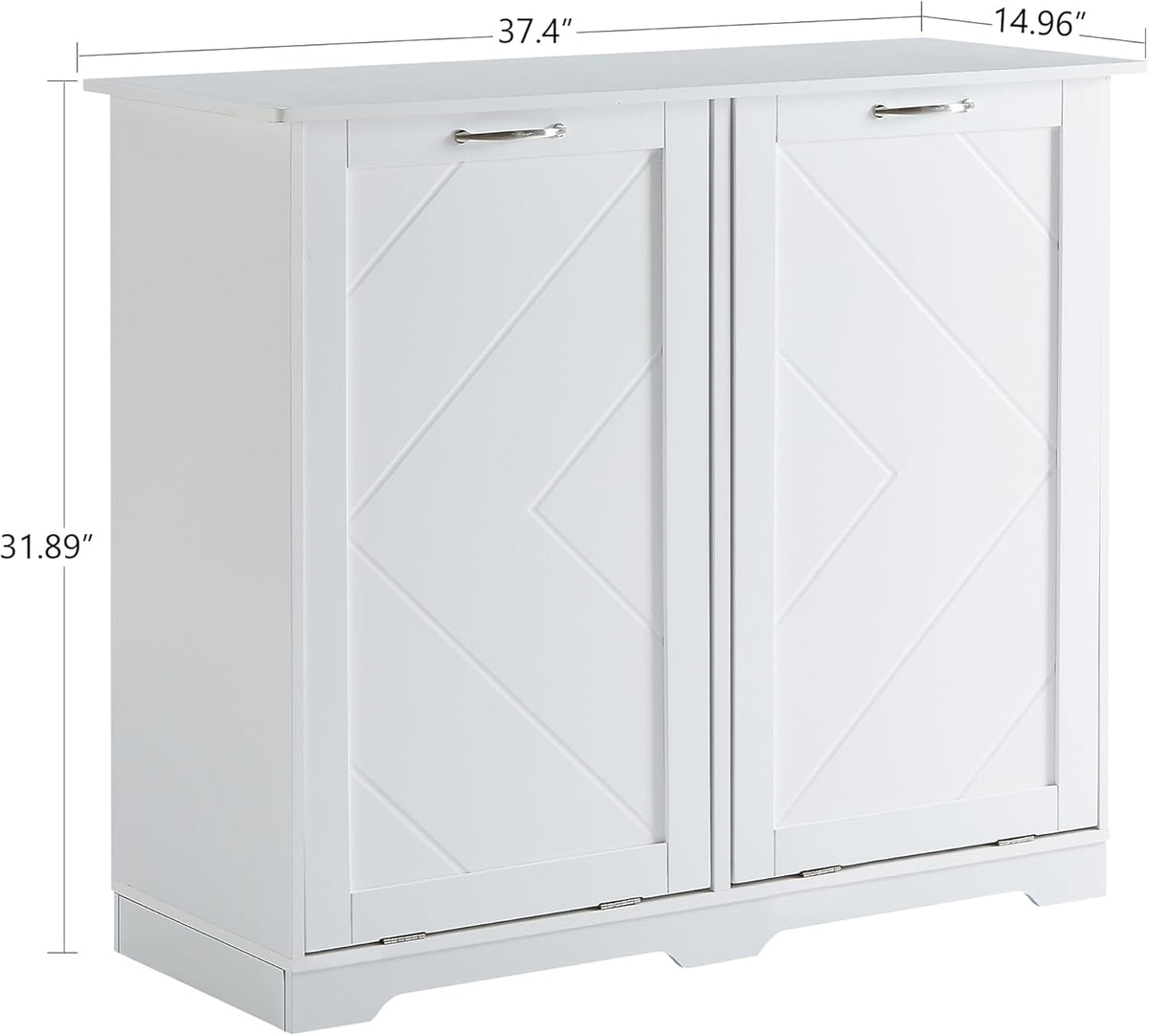 VECELO Double Tilt Out Kitchen Trash Bin Cabinet Dog Proof Garbage Can with Wood Holder Free