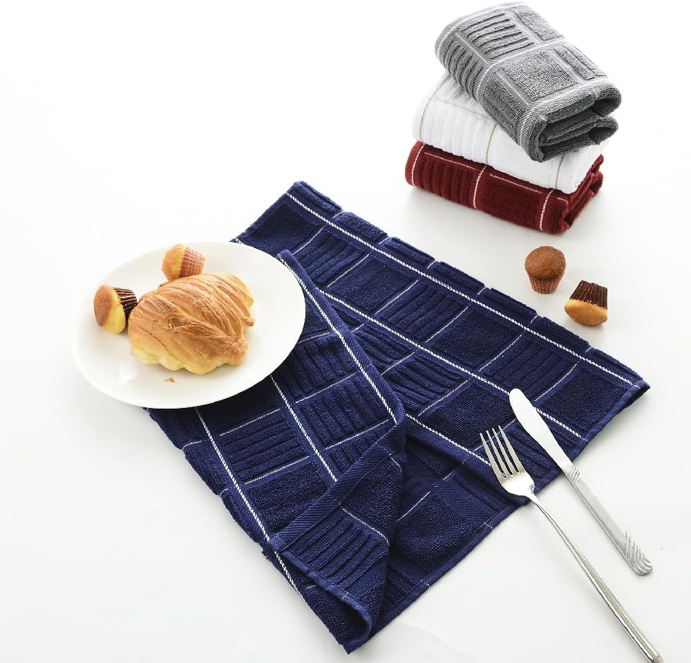 Anyi Kitchen Dish Towels Heavy Duty Absorbent Dish Cloths with Hanging Loop 100% Cotton Tea Bar