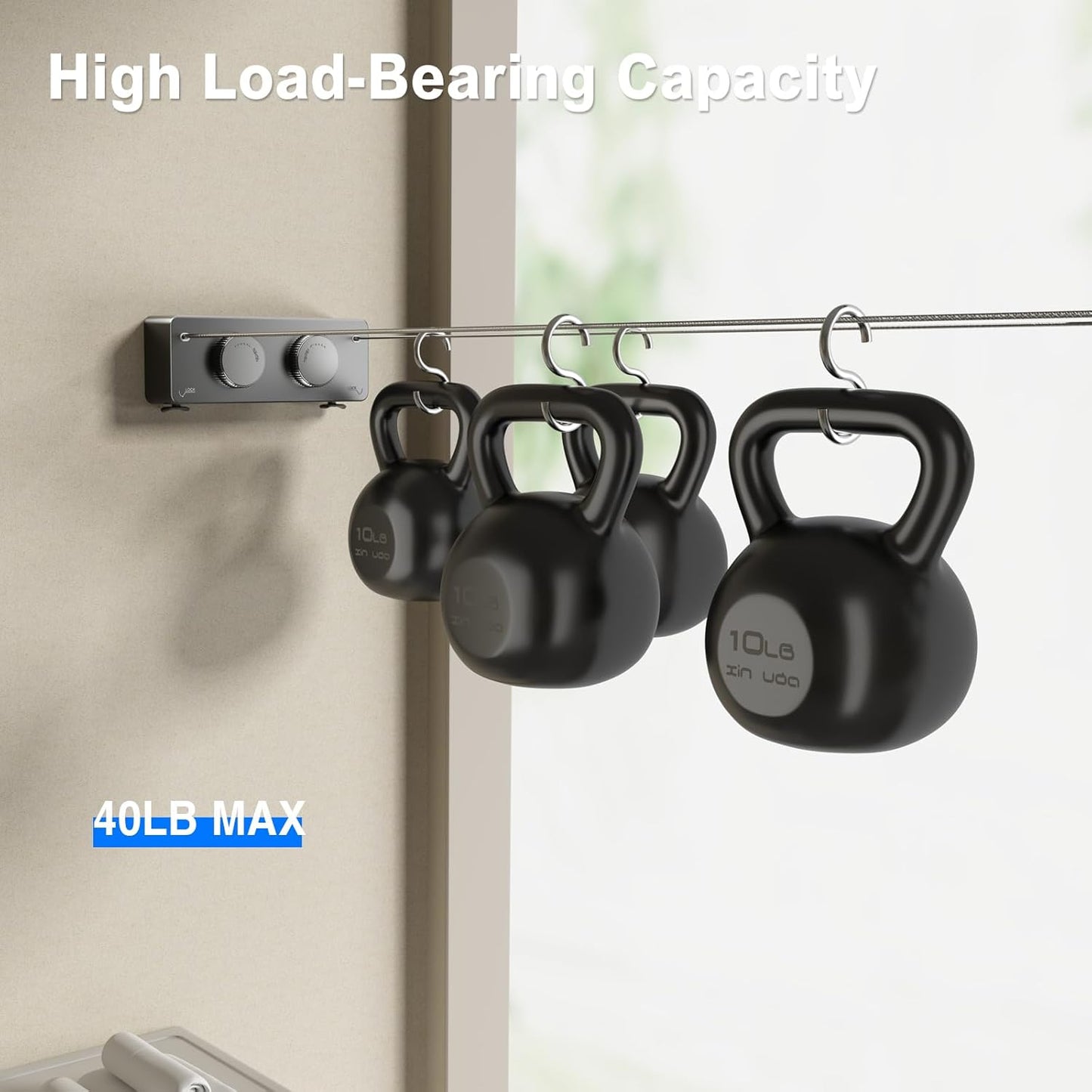 Retractable Twin Clothesline Indoor, Non-Sagging Outdoor Clothes Line Retracting Heavy Duty Clothes