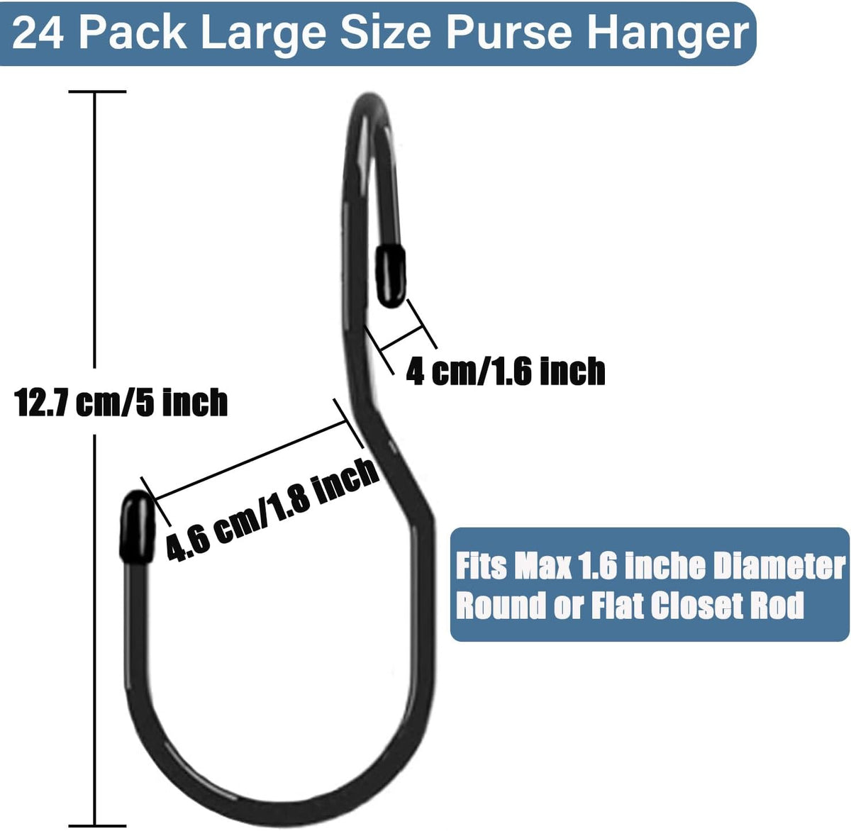 24-Pack Purse Hangers for Closet, Large 5-inch Twist Design Hooks for Bags, Purses, Handbags