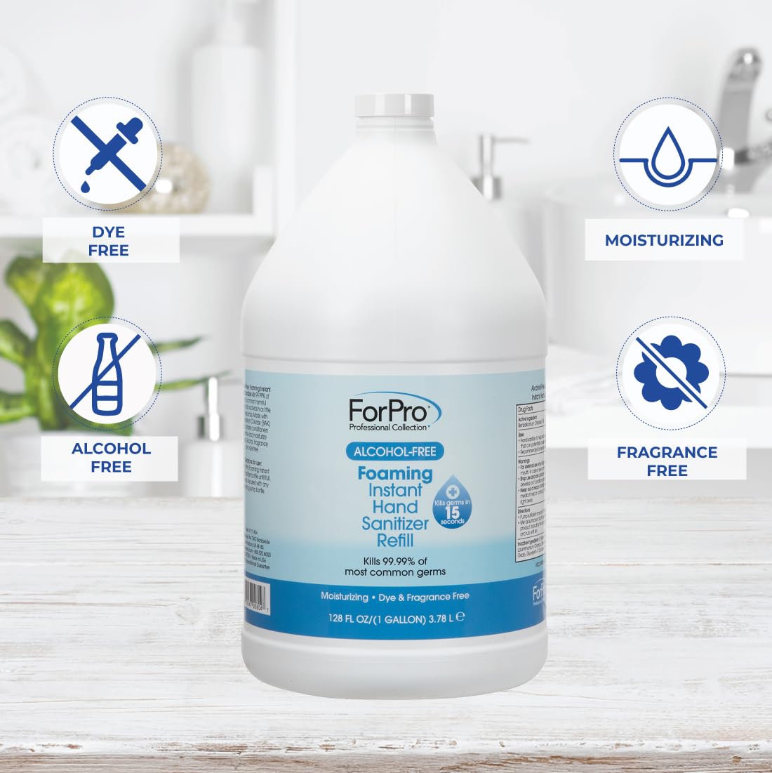 ForPro Professional Collection Alcohol-Free Foaming Instant Hand Sanitizer, Moisturizing, Dye and