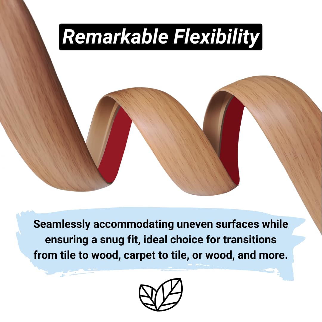 1/5 inch Height Floor Transition Strip, Self Adhesive Carpet Wood Tile Vinyl Flooring Laminate