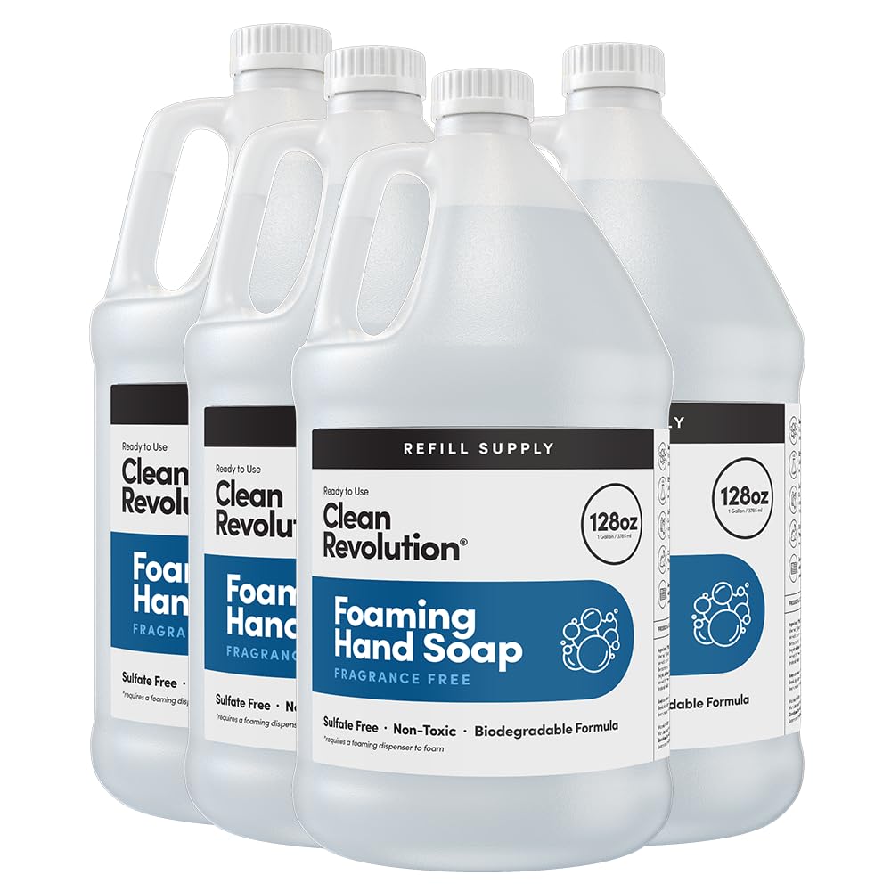 Clean Revolution Foaming Hand Soap Refill Supply Container, Ready to Use Formula, Gluten Free