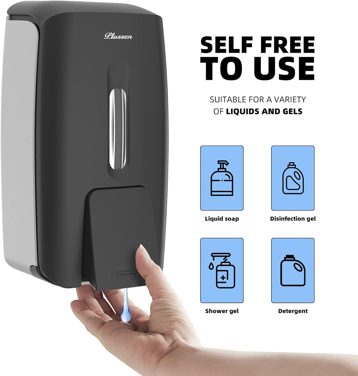 Soap Dispenser Wall Mount Adhesive Commercial Soap Dispenser 800ml No Drill Hand Sanitizer