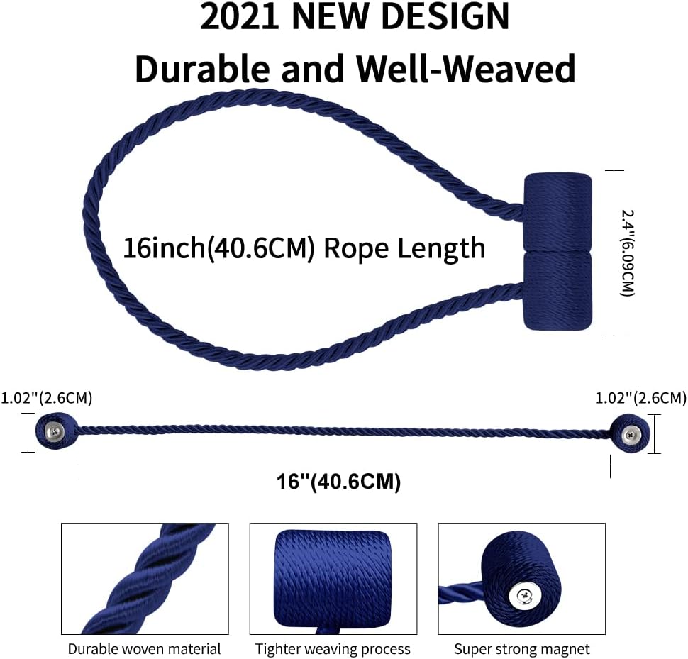18 Inch Strong Magnetic Curtain Tiebacks, Curtain Holdbacks Modern Upgrade Strong 2021 New Twisted