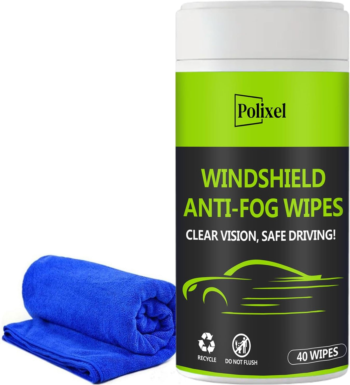 Glass Anti-Fog Wipes - Quick Windshiled Fogging Remover Resealable Bottle Pack Defogger for