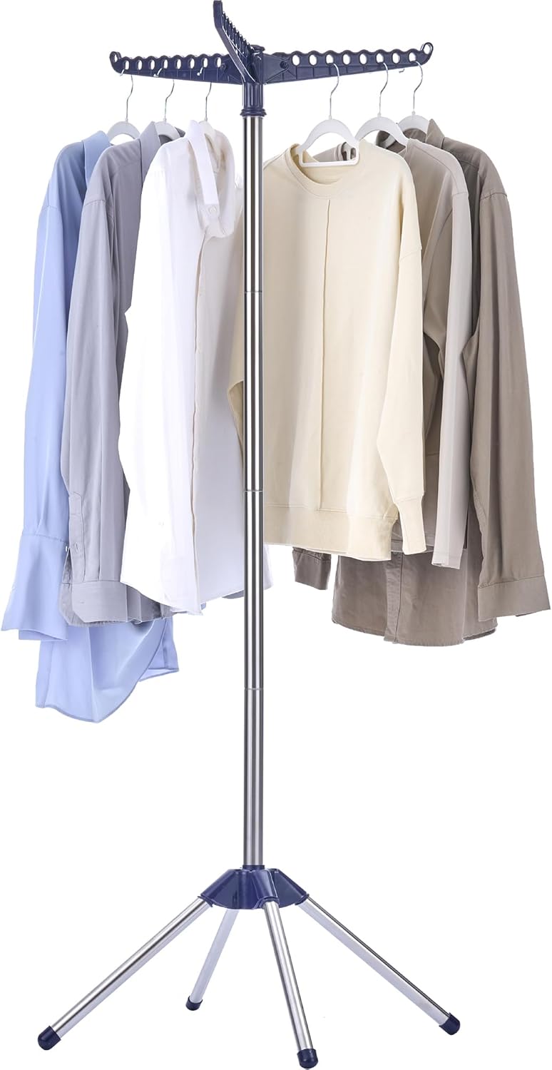 Clothes Drying Rack Foldable, 59 inch Tripod Laundry Drying Rack Indoor with Rotating Clothes Rail