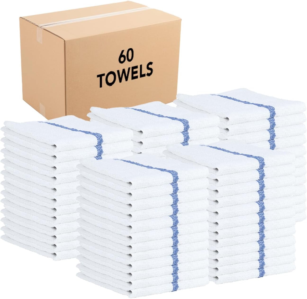 Arkwright Qwick Wick Bar Mop Towels Bulk - (Case of 60) 100% Cotton Quick Dry Dishcloths, Super