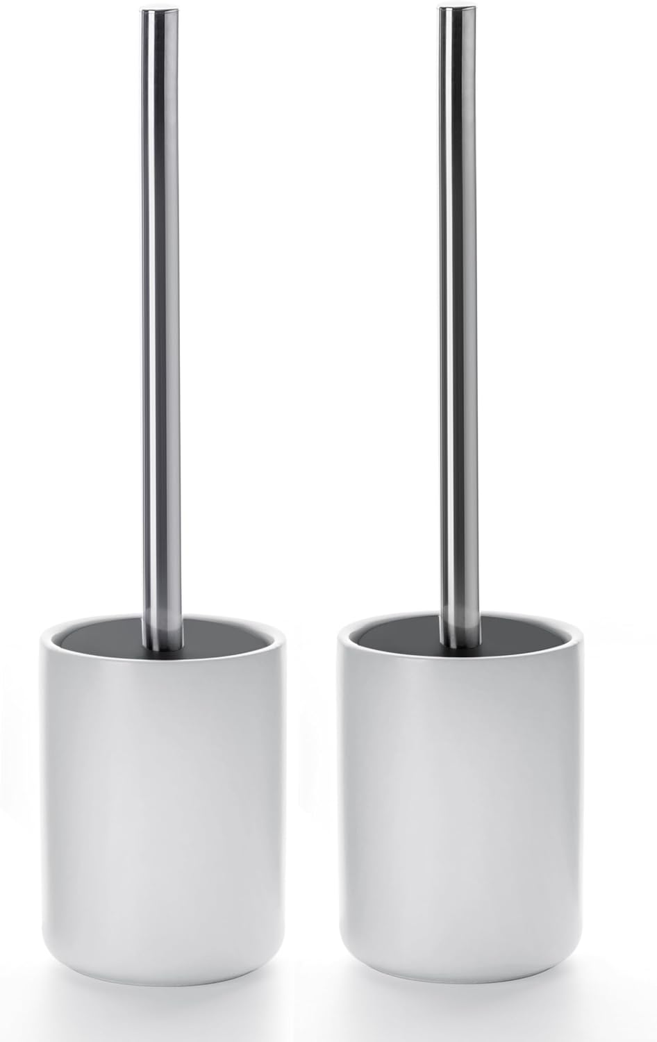 Ceramic Toilet Brush & Holder Set - Freestanding Deep-Cleaning Toilet Bowl Cleaner Brush, Stainless