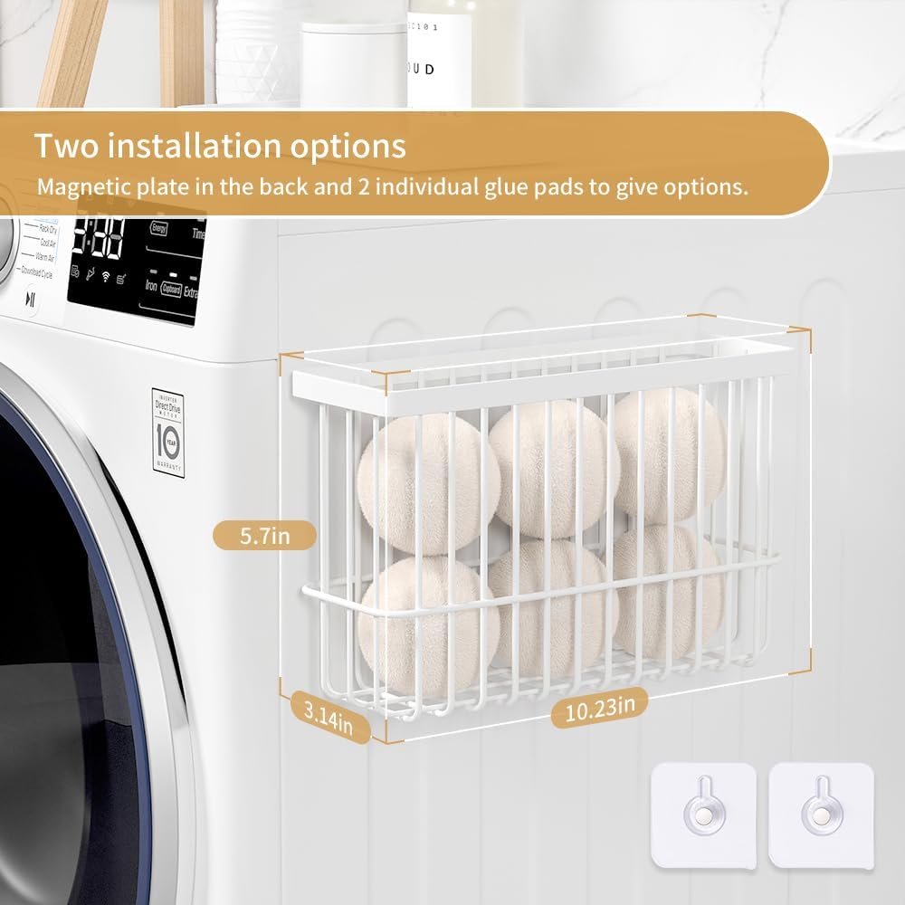 Magnetic Dryer Ball Holder for Laundry Room Organization and Storage, Magnetic Lint Bin for Laundry