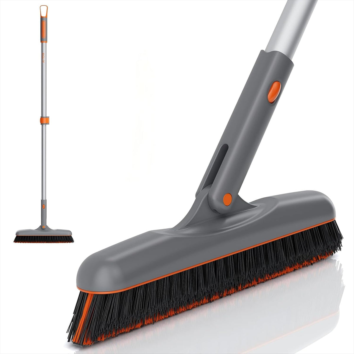 Eazer Grout Brush with Long Handle, 180°Rotation Tile Grout Cleaning Brush, V-Shape Shower Scrubber