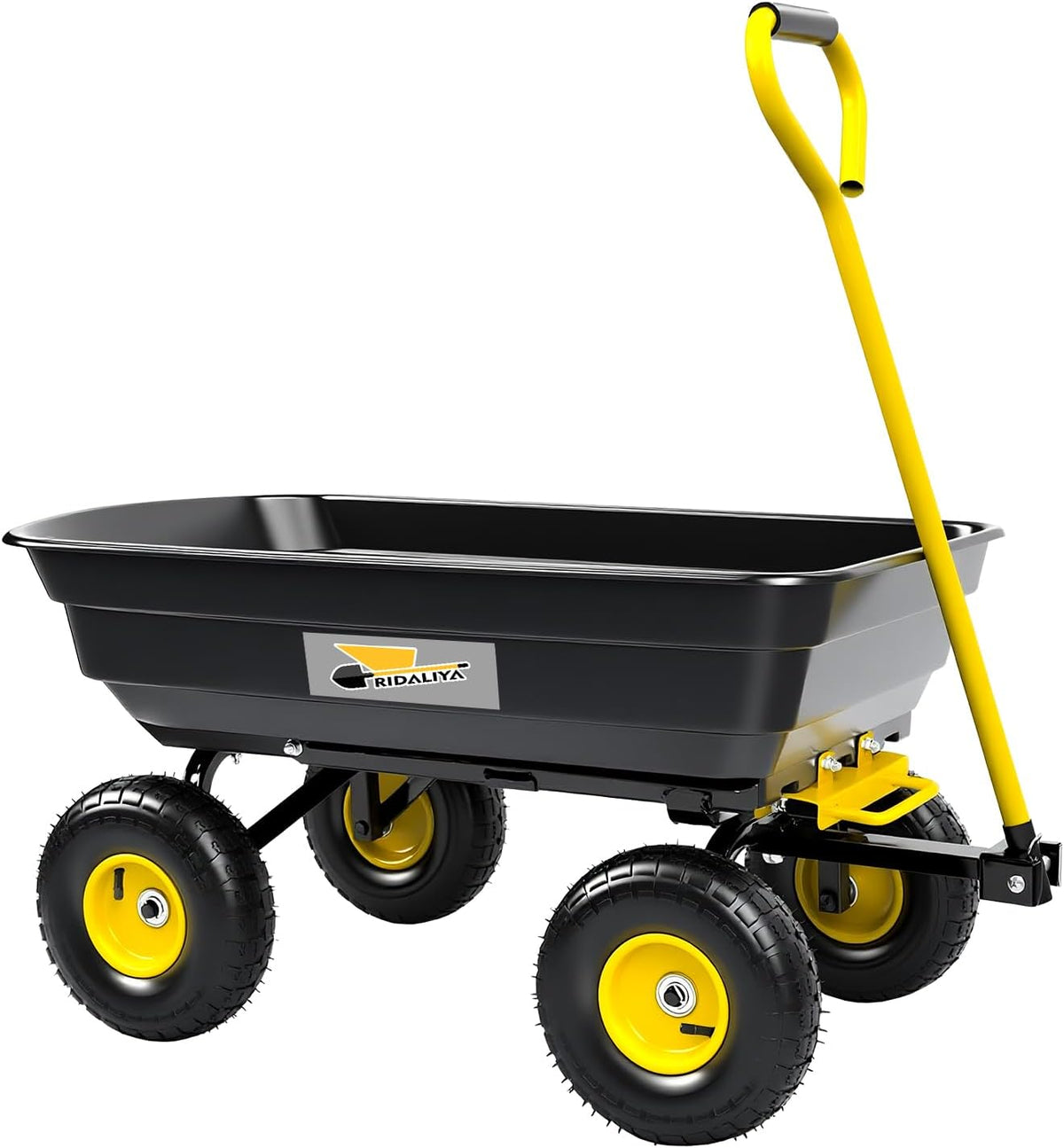 Garden Dump Cart, Heavy-Duty Utility Wagon with 600 lb Capacity, 4 Cu Ft Bed, 10" Pneumatic Tires