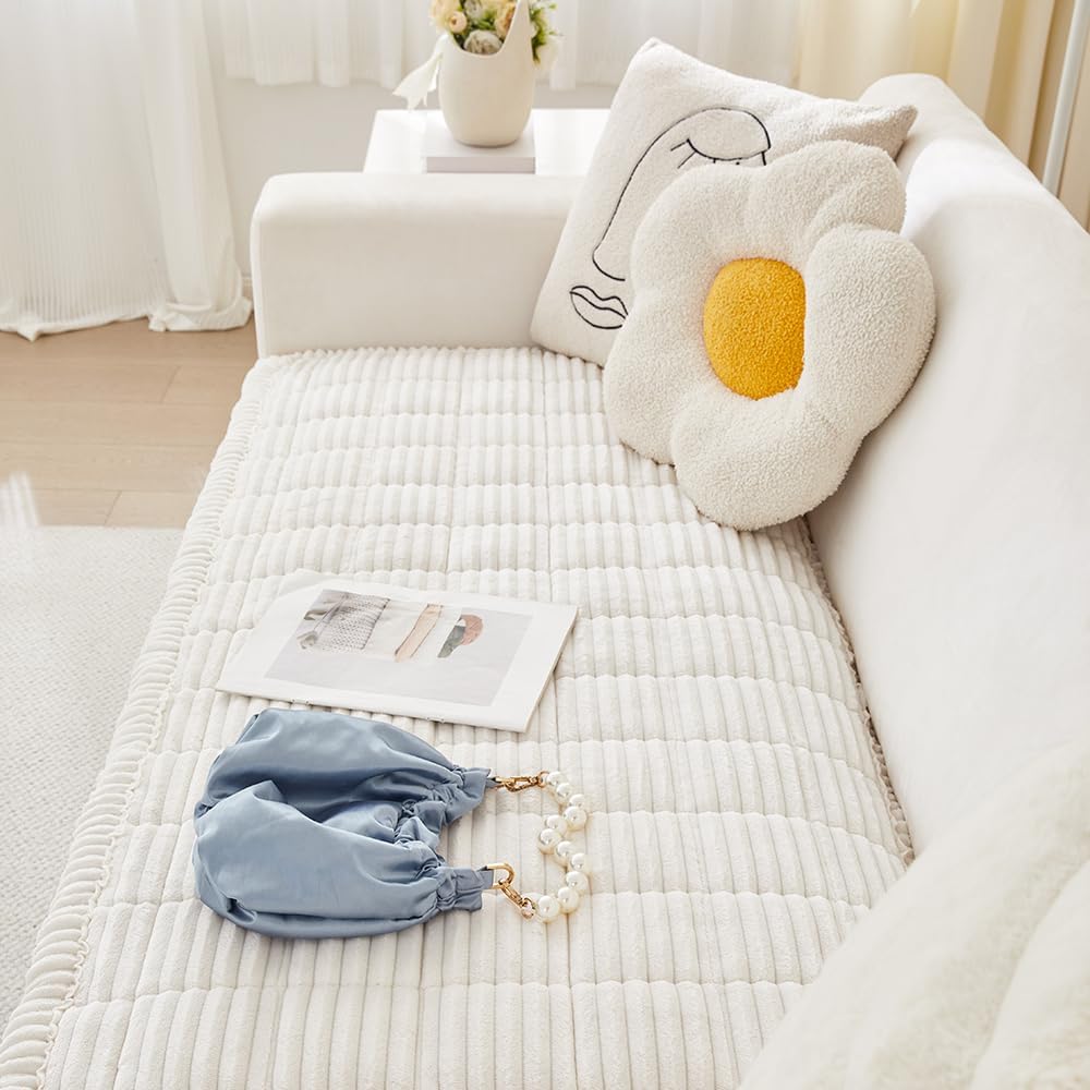 Couch Cover for Dogs Washable, Fuzzy Pet Couch Covers for 2 Cushion Sofa Pet Friendly, Non Slip