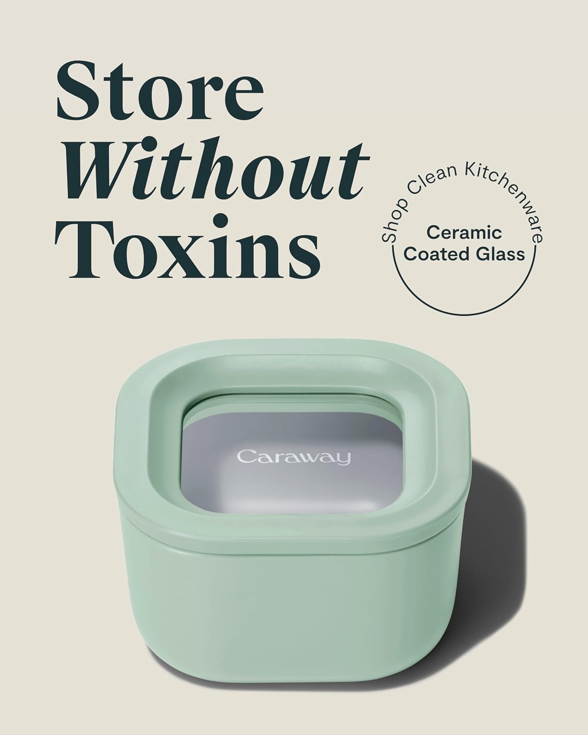 Caraway 2pc Glass Food Storage Set - 1.75 Cup Food Containers (2) - Non-Toxic Ceramic-Coated Glass