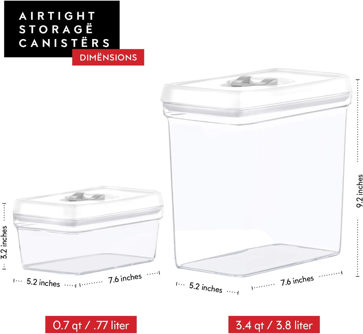 DWËLLZA KITCHEN Large Airtight Food Storage Containers - Clear Plastic Bulk Food Pantry & Kitchen