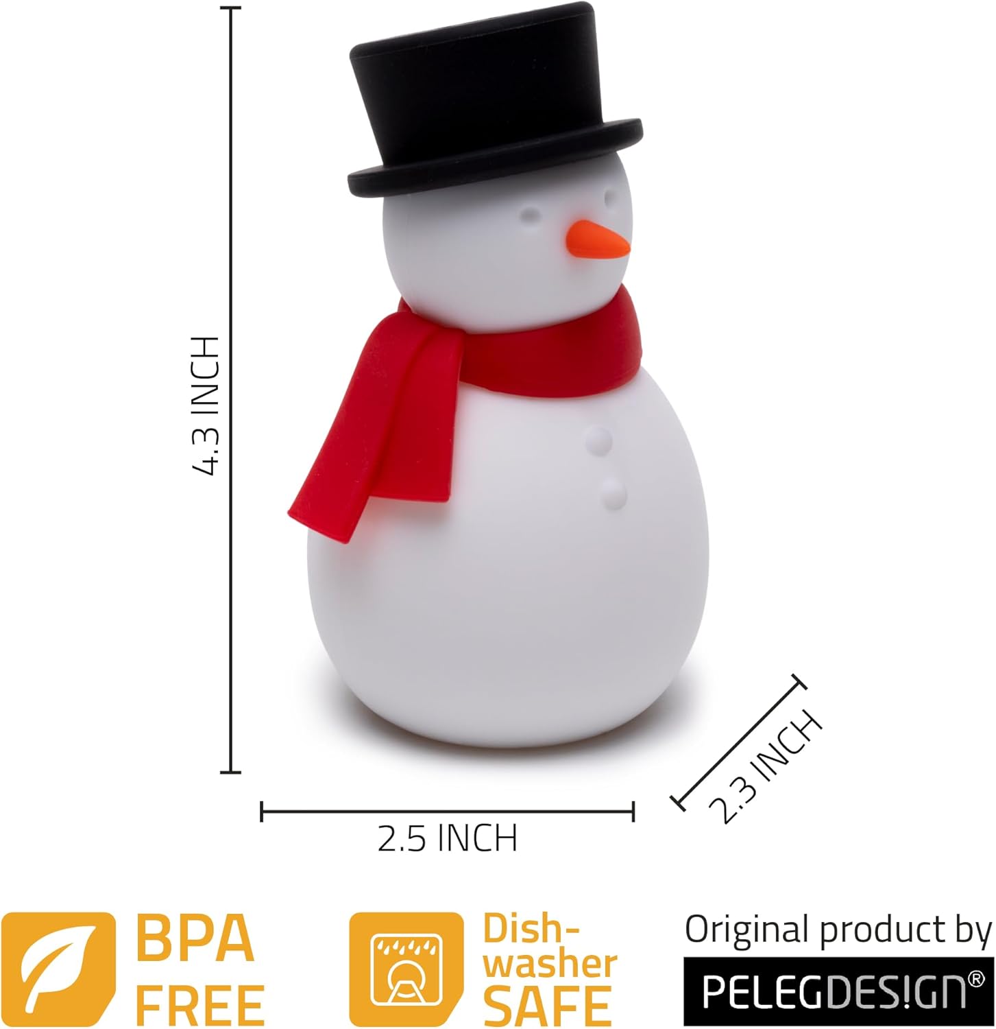 NEW - Peleg Design Freezy Fridge Deodorizer Odor Eliminator - Cute Snowman Baking Soda Container