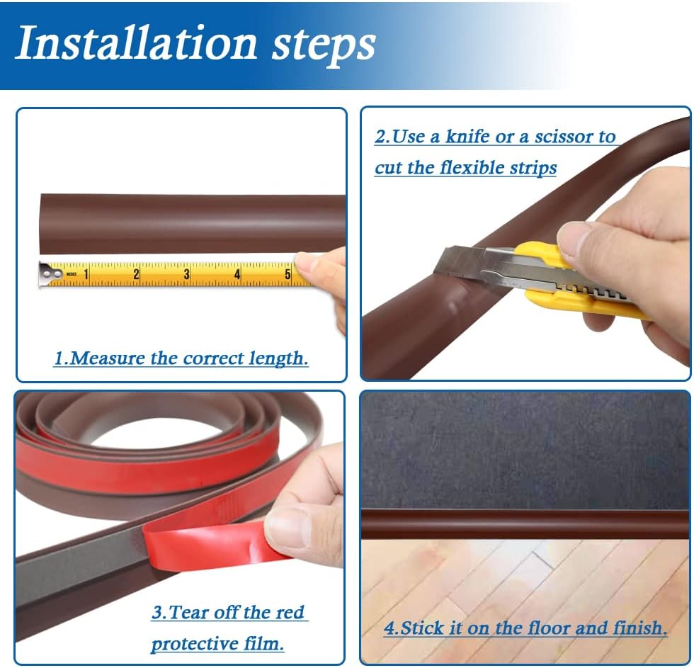 Floor Transition Strip Self Adhesive Carpet & Flooring Transitions Edging Trim Strip PVC Threshold