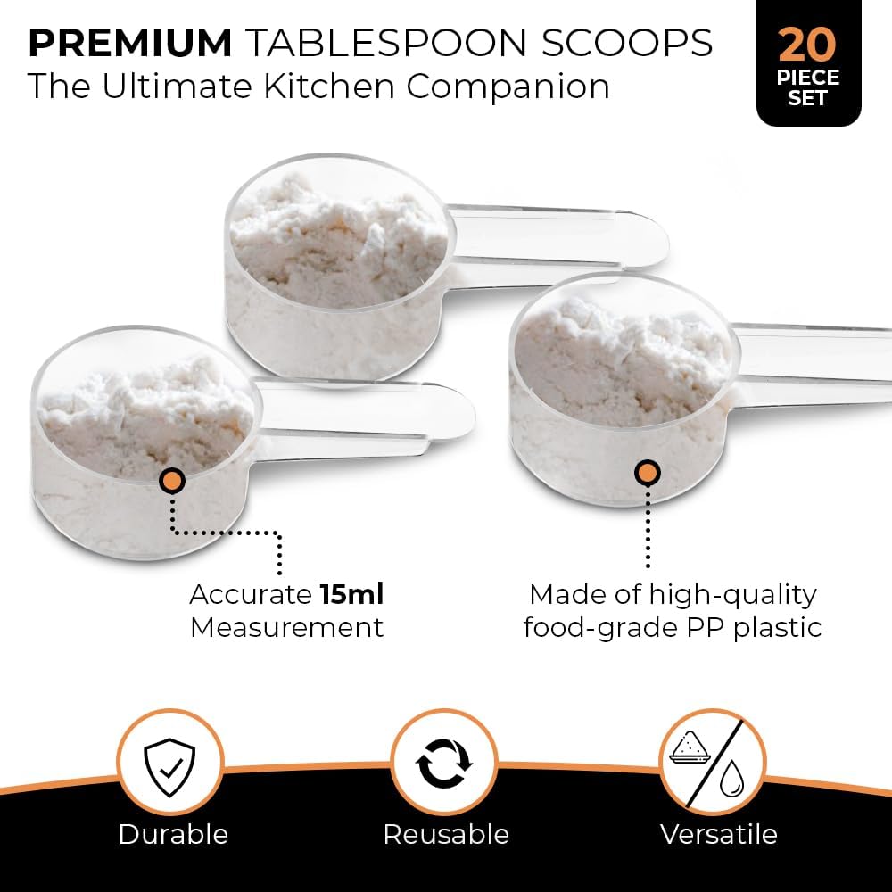 20 Pack Tablespoon Measuring Spoon Set with Short Handle Coffee Scoop - 1 Tablespoon (15 ML) Clear