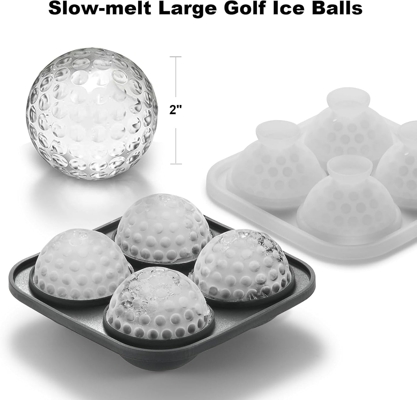 Nax Caki 3D Golf Ice Cube Tray, Large Golf Silicone Fun Shapes Whiskey Ice Mold with Funnel for
