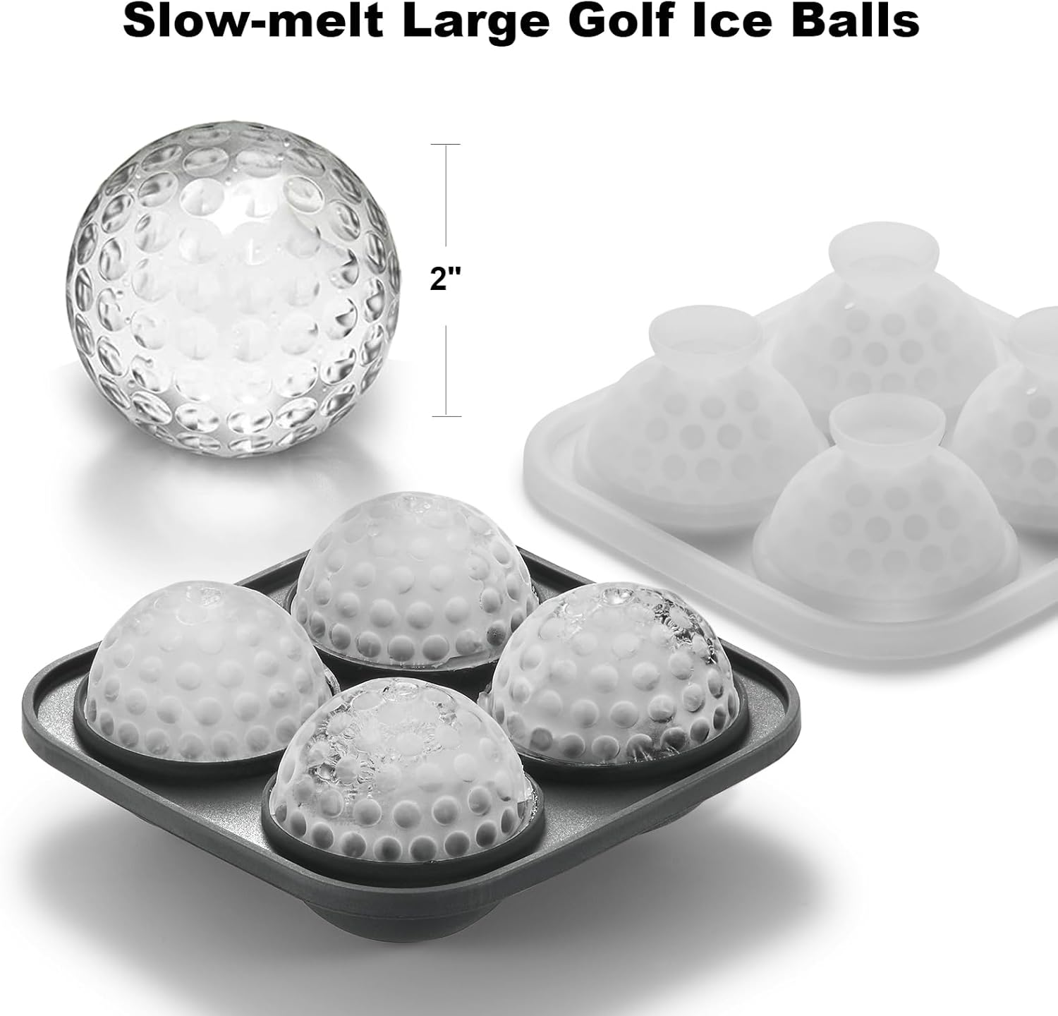 Nax Caki 3D Golf Ice Cube Tray, Large Golf Silicone Fun Shapes Whiskey Ice Mold with Funnel for