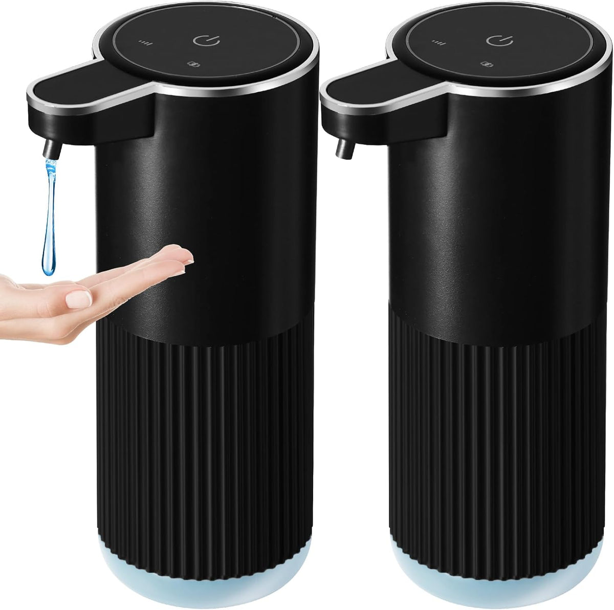 Automatic Soap Dispenser, 2 Pack Black Touchless Liquid Soap Dispenser for Bathroom, 13.5 Fl Oz